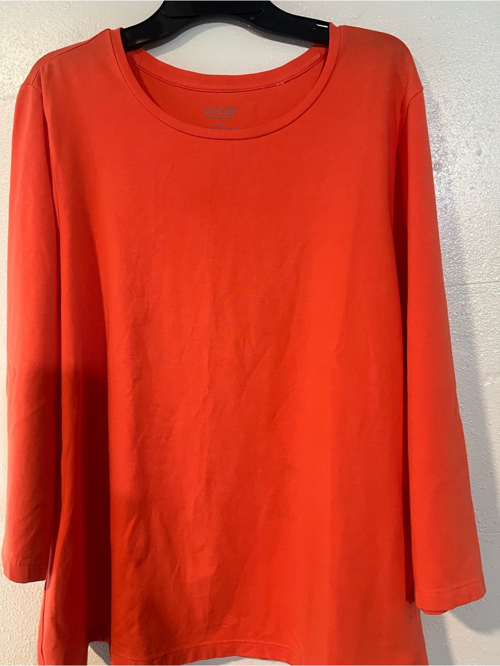 Chico's Long Sleeve Scoop Neck Tunic in Bright Orange